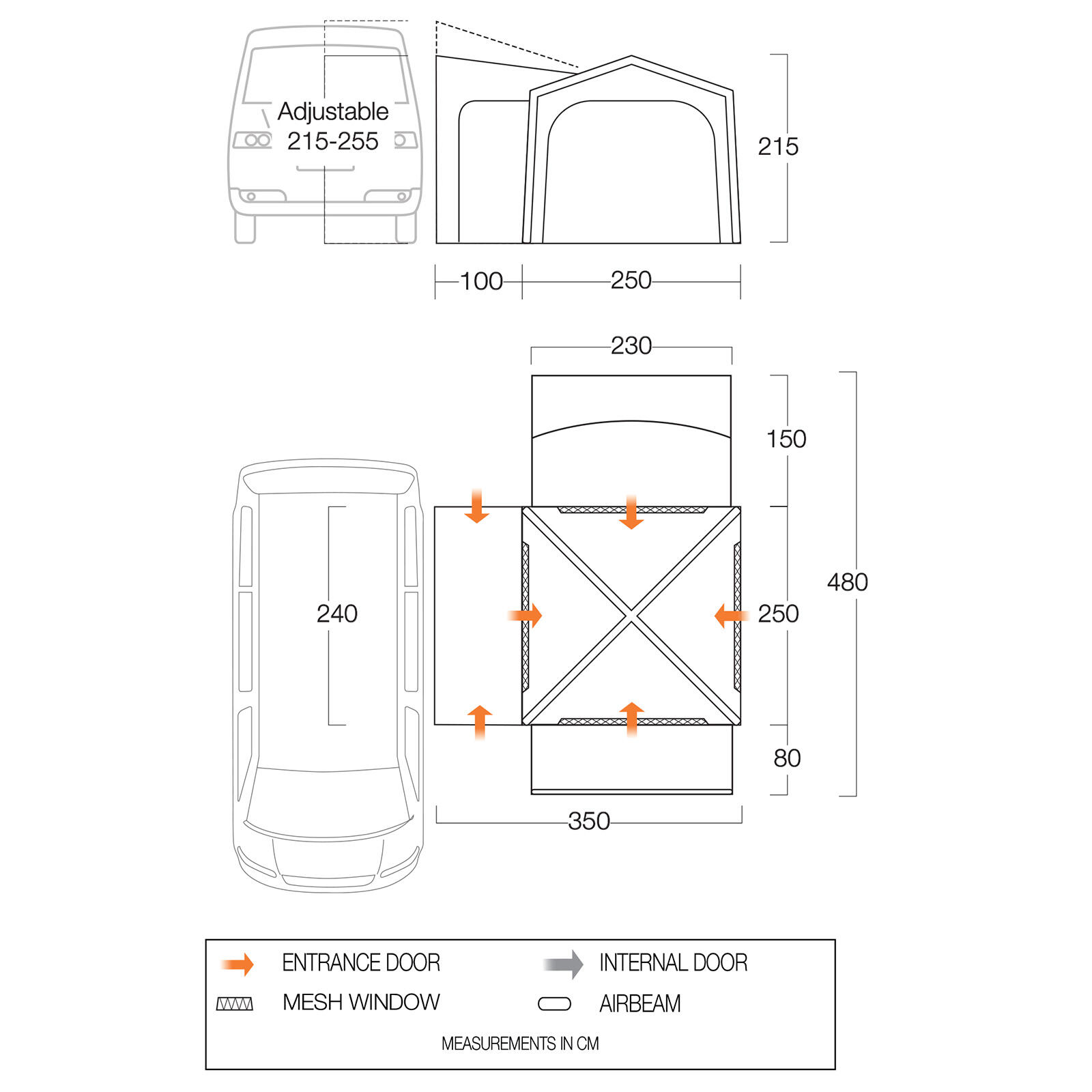 Toldo Bus Versos Air Mid Camping Car Tent Van Airbeam Inflable 3/7