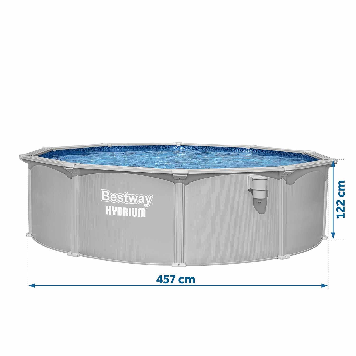 Piscina Desmontable Redonda de Acero Bestway Hydrium Ø457 x 122 cm con Depurador 7/7