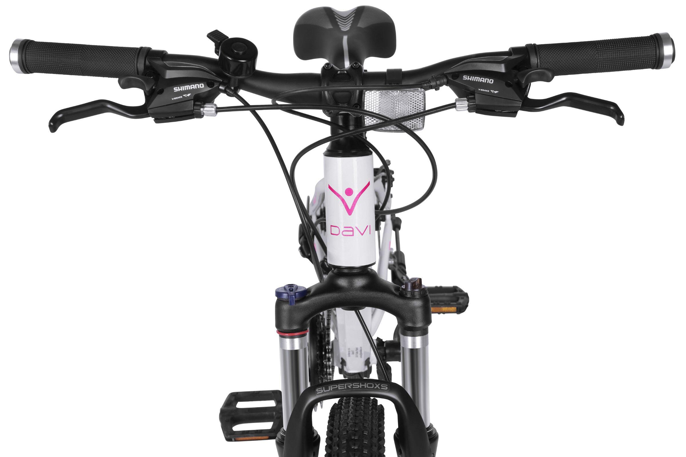 Vélo enfant 24″ Davi Bella Pro aluminium 21 vitesses 130-160 blanc/rose 3/7