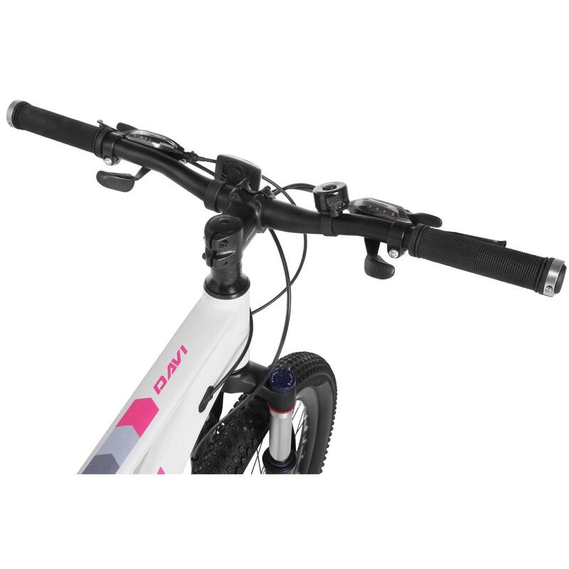 Bicicleta copii Davi Bella Pro Aluminiu, 24", 130-160 cm, 21 viteze, Roz/Alb