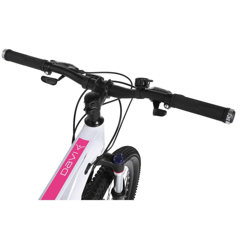 Bicicleta copii Davi Bella Aluminiu, 24", 130-160 cm, 21 viteze, Alb/Roz