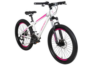 Kinderfiets 24″ davi bella aluminium 21 versnellingen 130-160 wit/roze