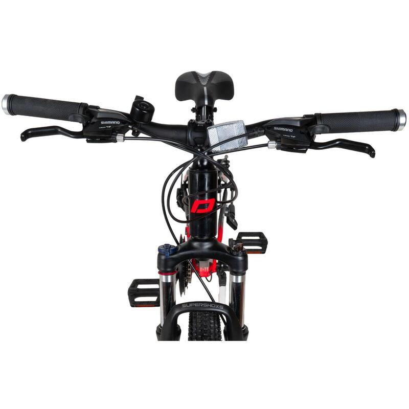 Bicicleta copii Davi Montaro Aluminiu, 24", 130-160 cm, 21 viteze, Negru/Roşu