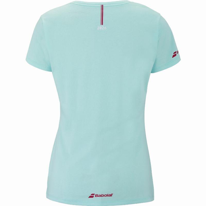 Camiseta Babolat Exercise Message Azul Claro Mujer 3/5