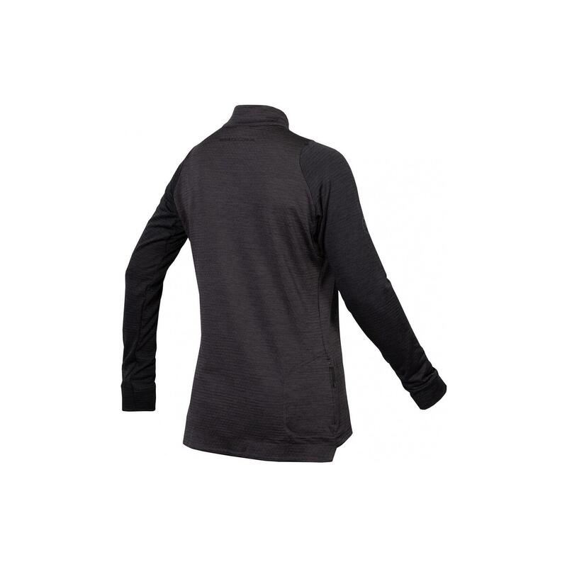 Endura Wms Singletrack Fleece negru, guler cu fermoar, fleece