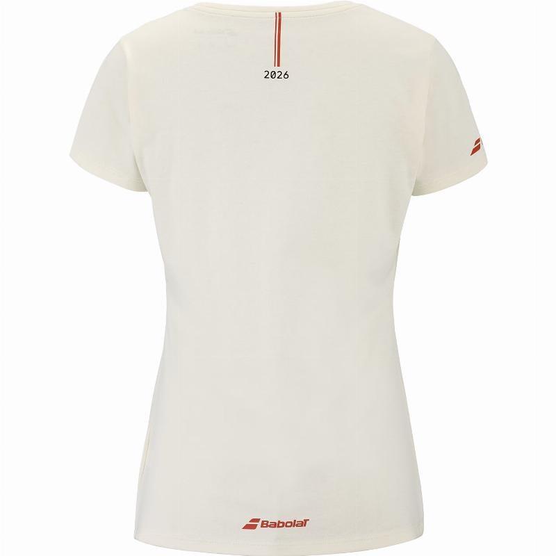 Camiseta Babolat Exercise Message Crema Mujer 3/5