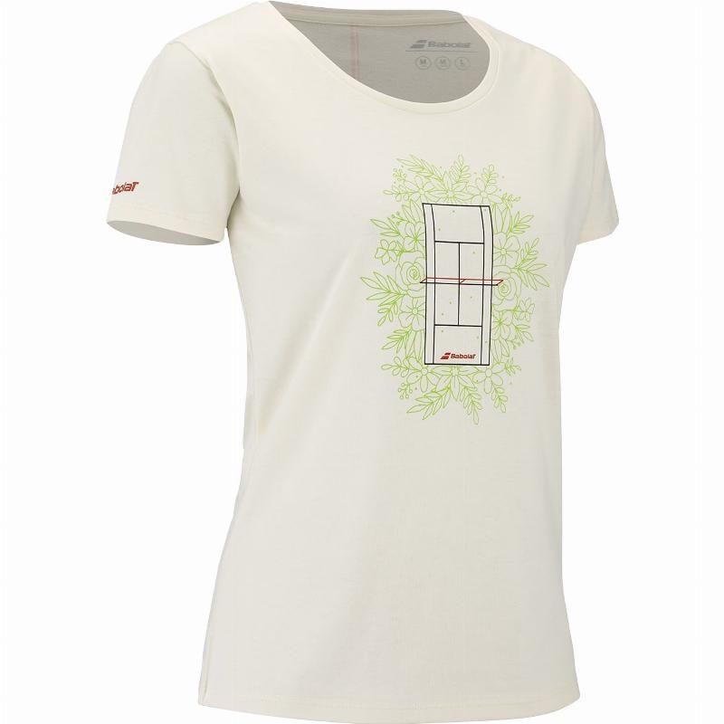 Camiseta Babolat Exercise Message Crema Mujer 2/5