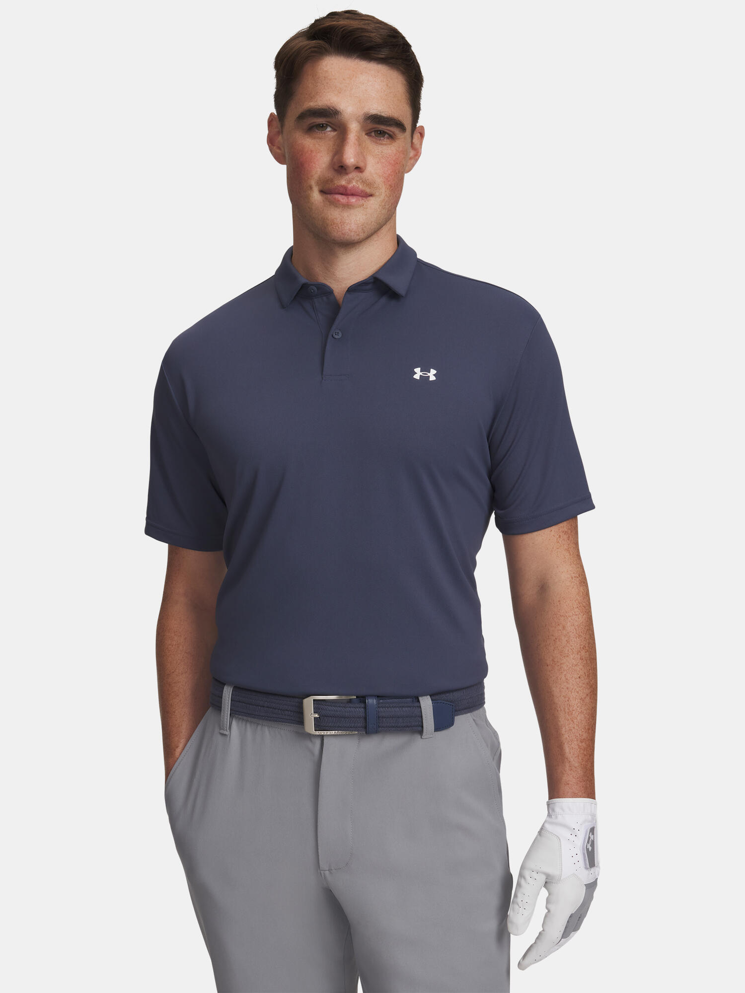 Polo de golf Under Armour T2G Piqué pour homme, gris 1/3
