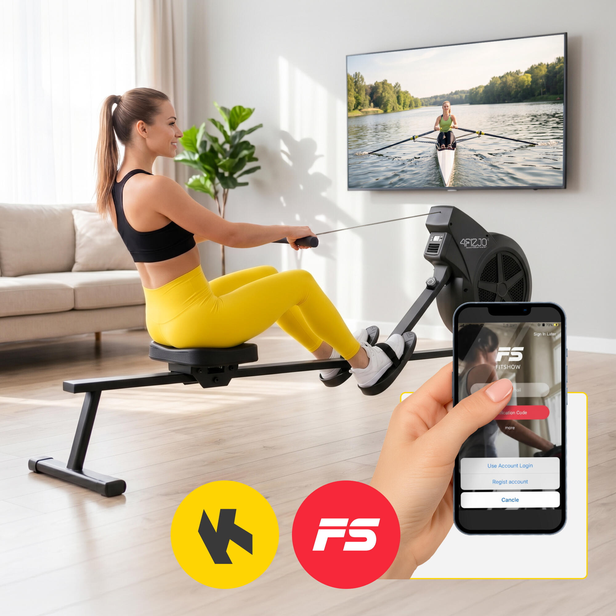 Wioślarz magnetyczny powietrzny treningowy MY-PRO 4FIZJO 6/7