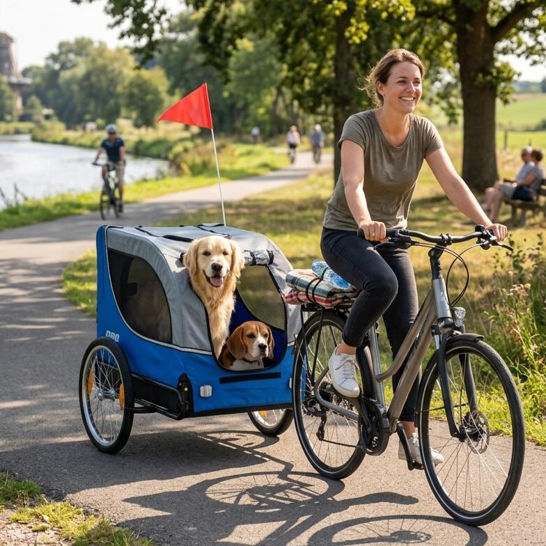 Rimorchio per biciclette per cani con catarifrangenti - fino a 30 kg 5/7