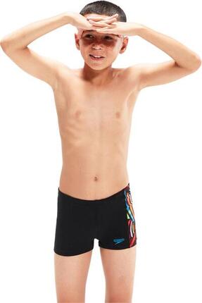 Maillot de Bain Enfant Speedo Eco+ Dig Panel Aquashort Noir Rouge