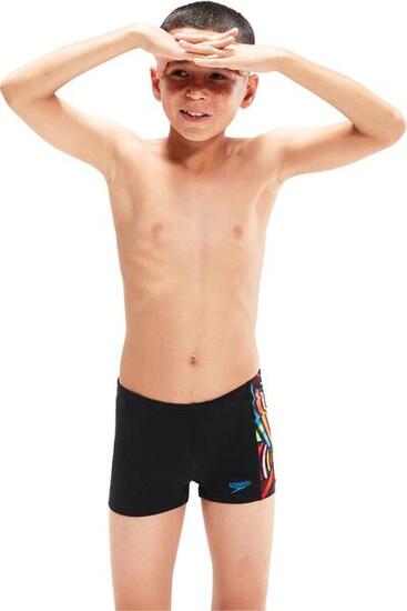 Maillot de Bain Enfant Speedo Eco+ Dig Panel Aquashort Noir Rouge