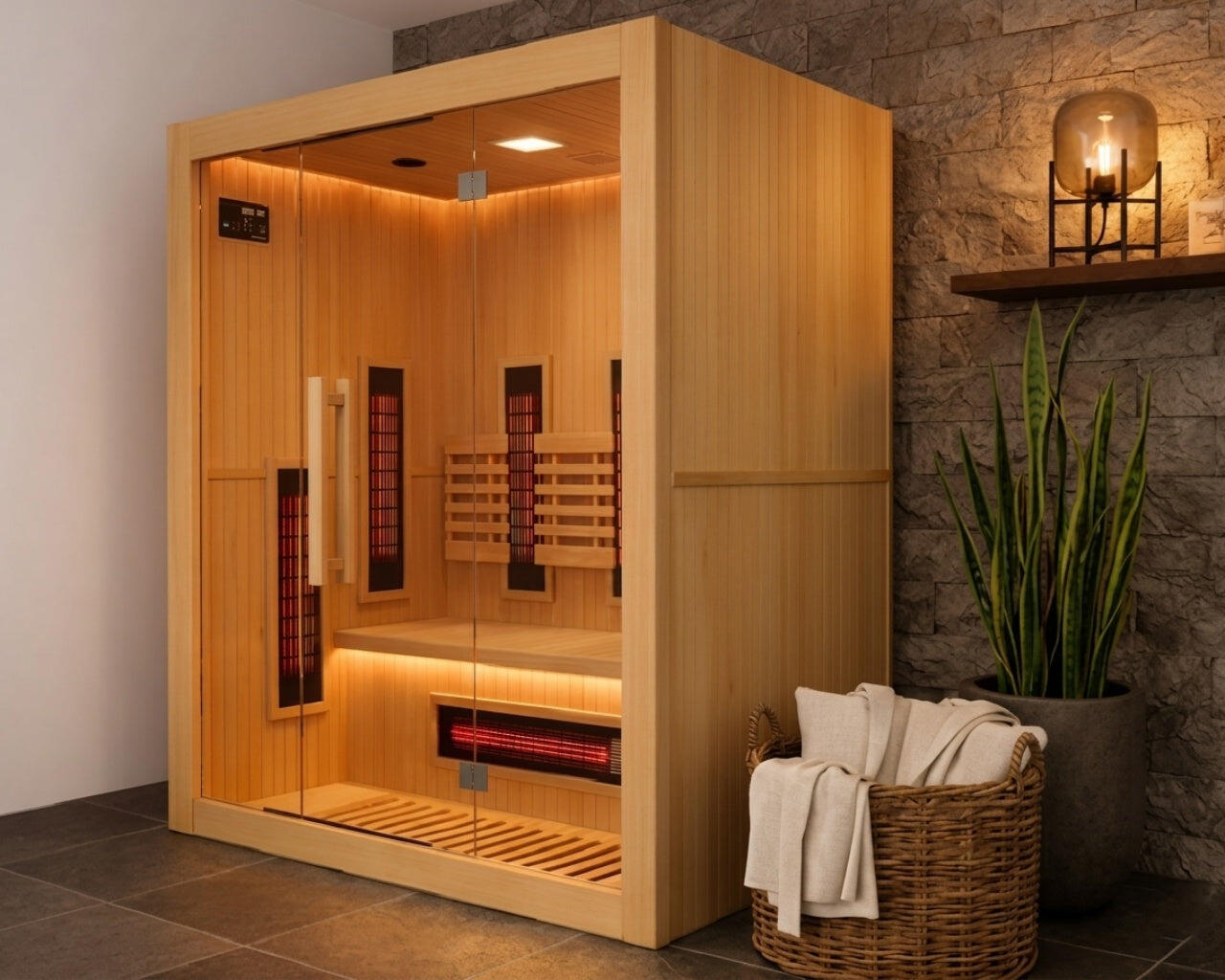 Sauna infravermelhos interior Sense IR 2 lugares cabina panorâmica 2280 W 2/8
