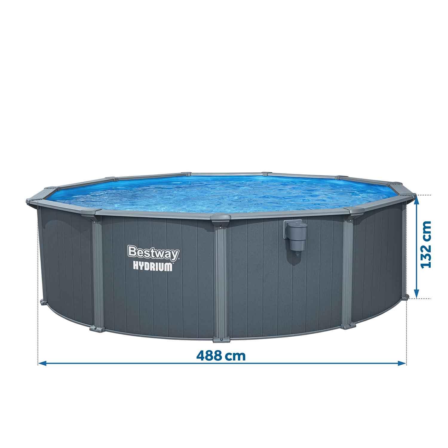 Piscina de aço Bestway Hydrium Ø488 x 132 cm com Filtro de Areia 6.056 l/h 7/7