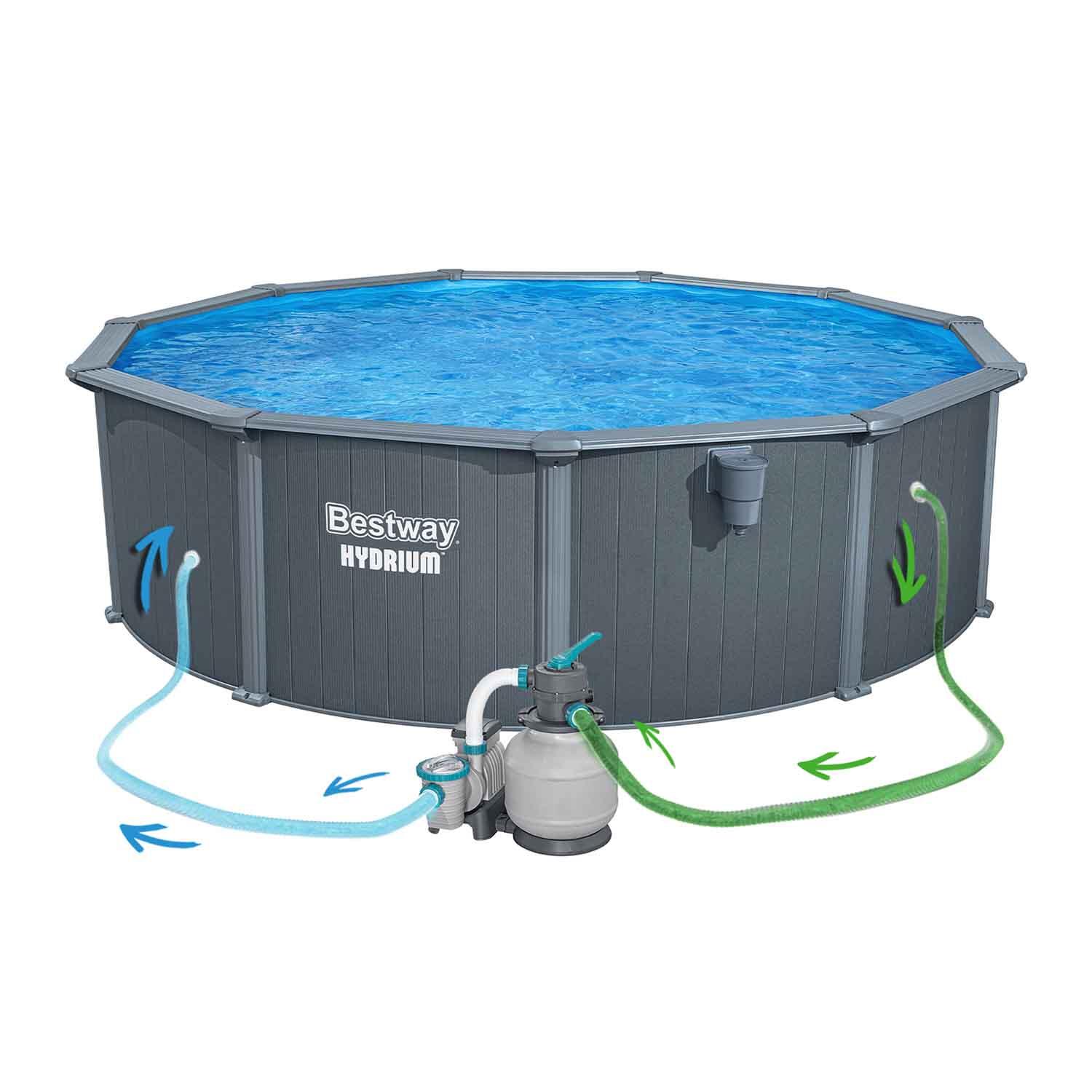 Piscina de aço Bestway Hydrium Ø488 x 132 cm com Filtro de Areia 6.056 l/h 6/7