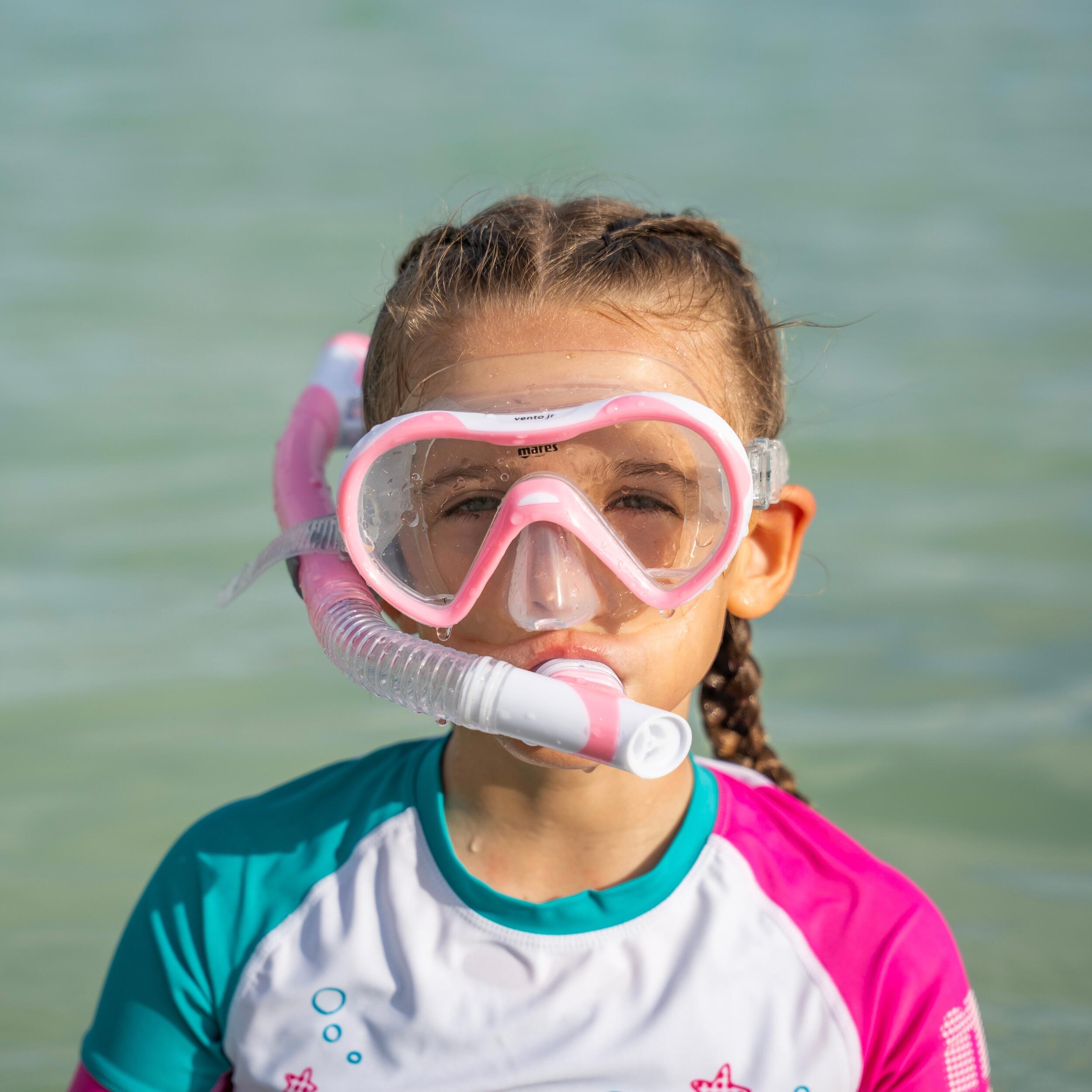 Combo Snorkeling Criança 8-14 anos Vento Jr Dry Máscara Vidro Único Tubo Dry Top 2/3