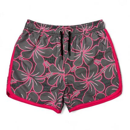 Boardshorts Surf/Natation Filles Premium Respectueux de l'Océan Grey Hibiscus