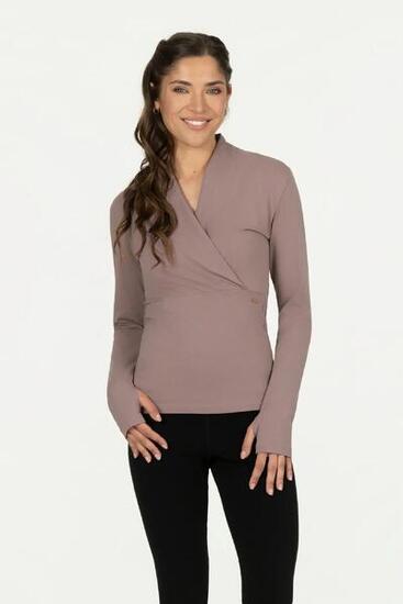 Ishtar - Elegant longsleeve Yoga en Pilates Top - Roze/Bruin