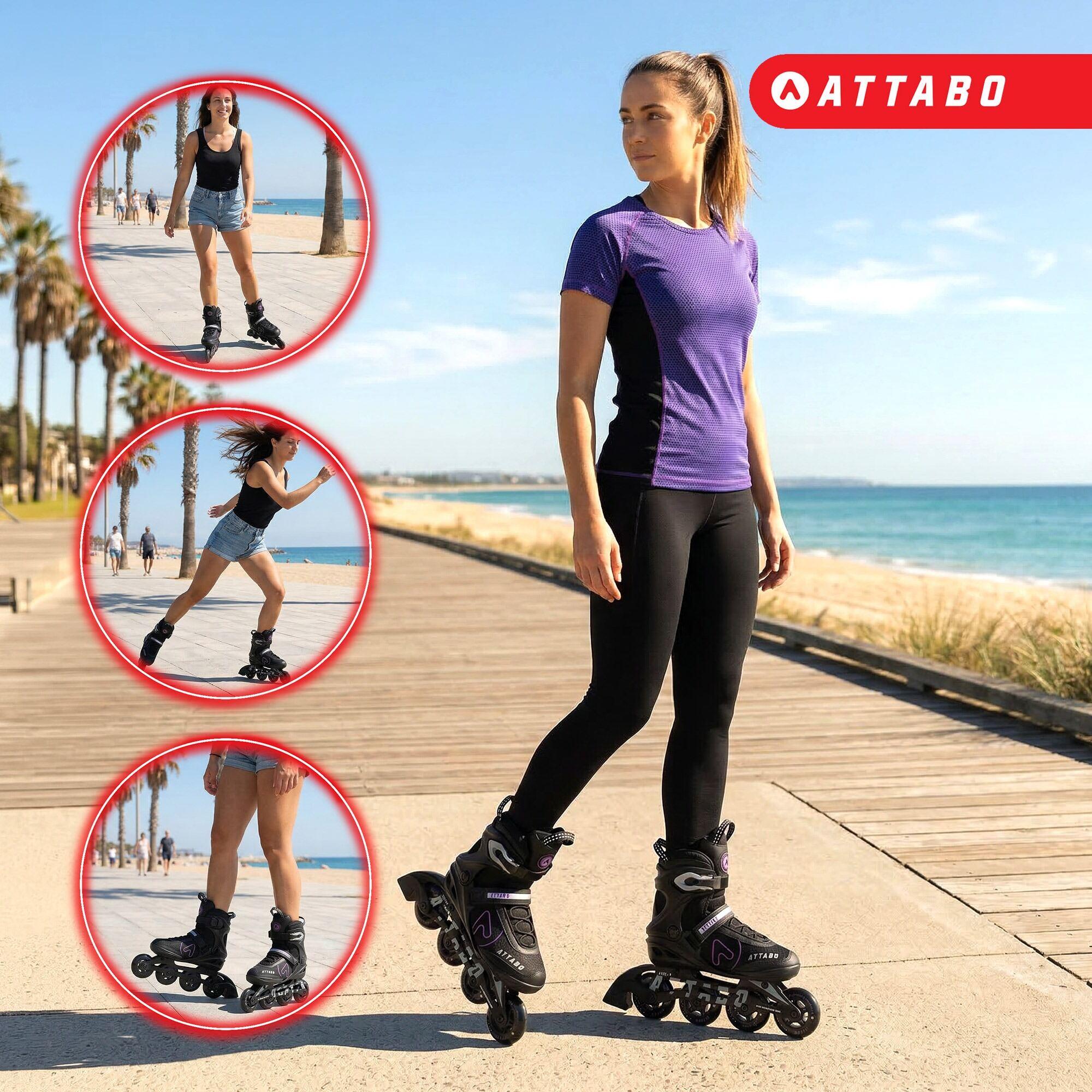 Damen Inlineskates ATTABO Bricker Fitness ABEC-7 RÄDER 80mm ALUMINIUMSCHIENE 5/7