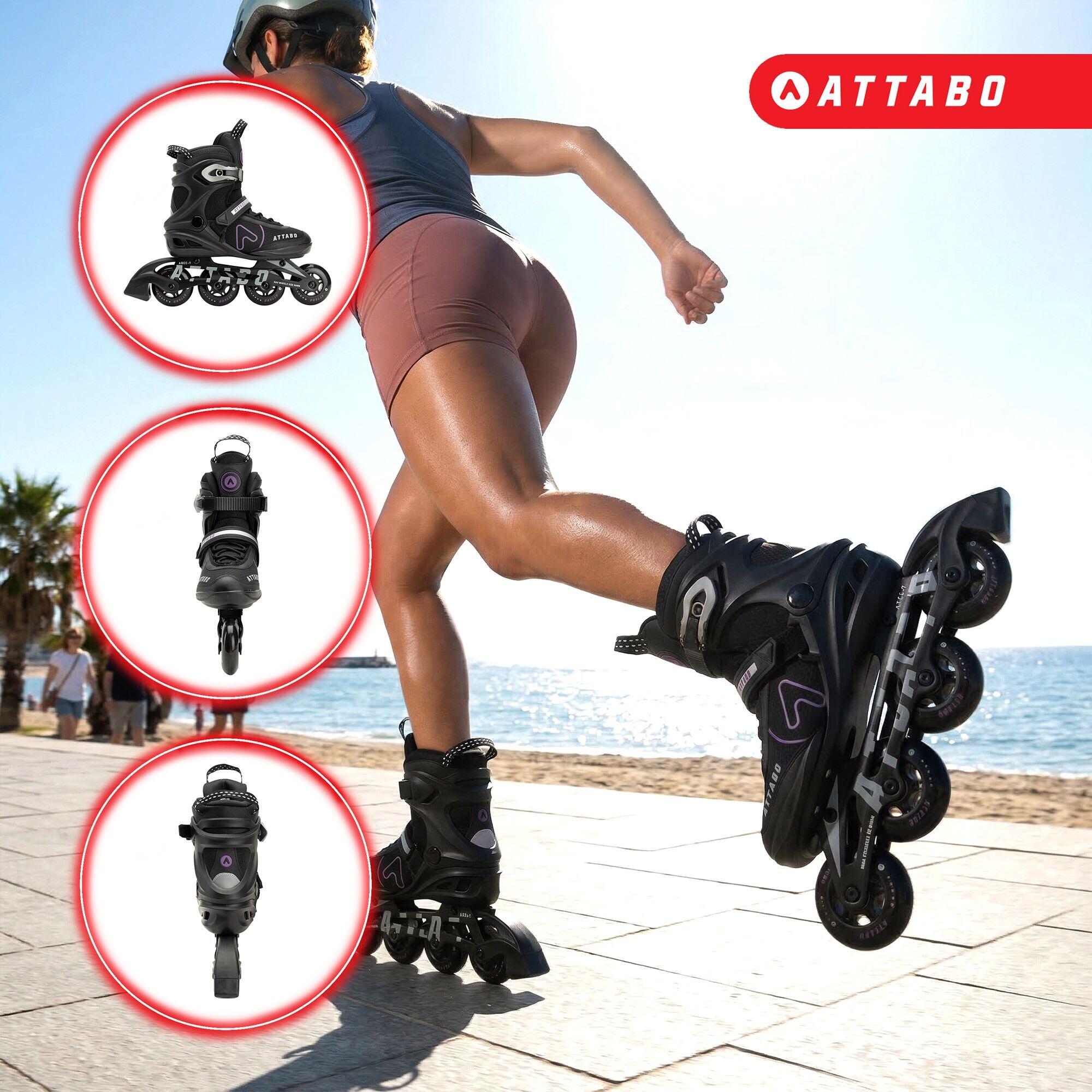 Damen Inlineskates ATTABO Bricker Fitness ABEC-7 RÄDER 80mm ALUMINIUMSCHIENE 4/7