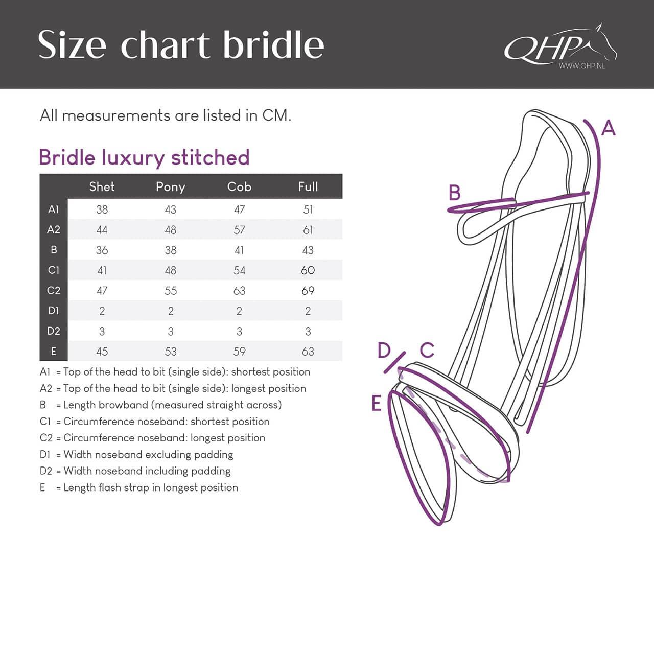 Briglie di lusso con cuciture QHP 6/7