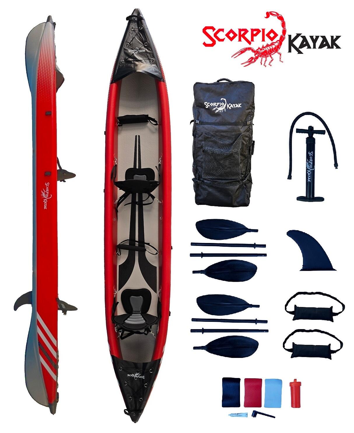 Kajak pompowany dwuosobowy do pływania Scorpio kayak DS 473 New dropstich