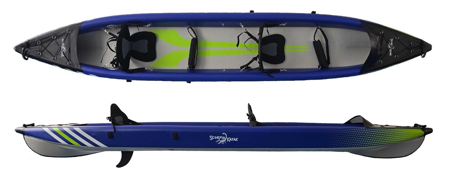 Kajak pompowany dwuosobowy do pływania Scorpio kayak DS 473 New dropstich 2/7