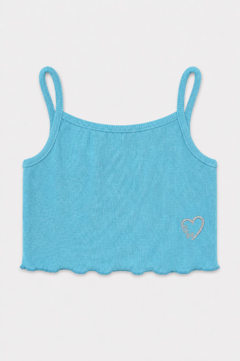 Camiseta de niña turquesa 1/4
