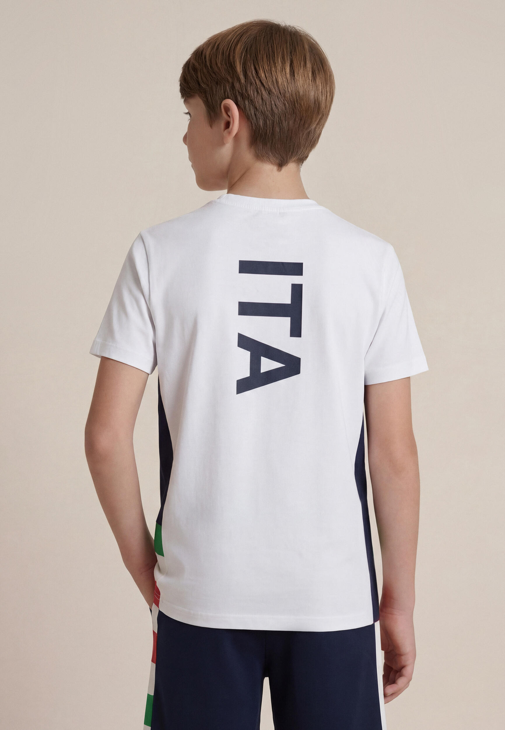 T-shirt Junior Italia FGI Bianca con Maxi Stampa ITA 3/5