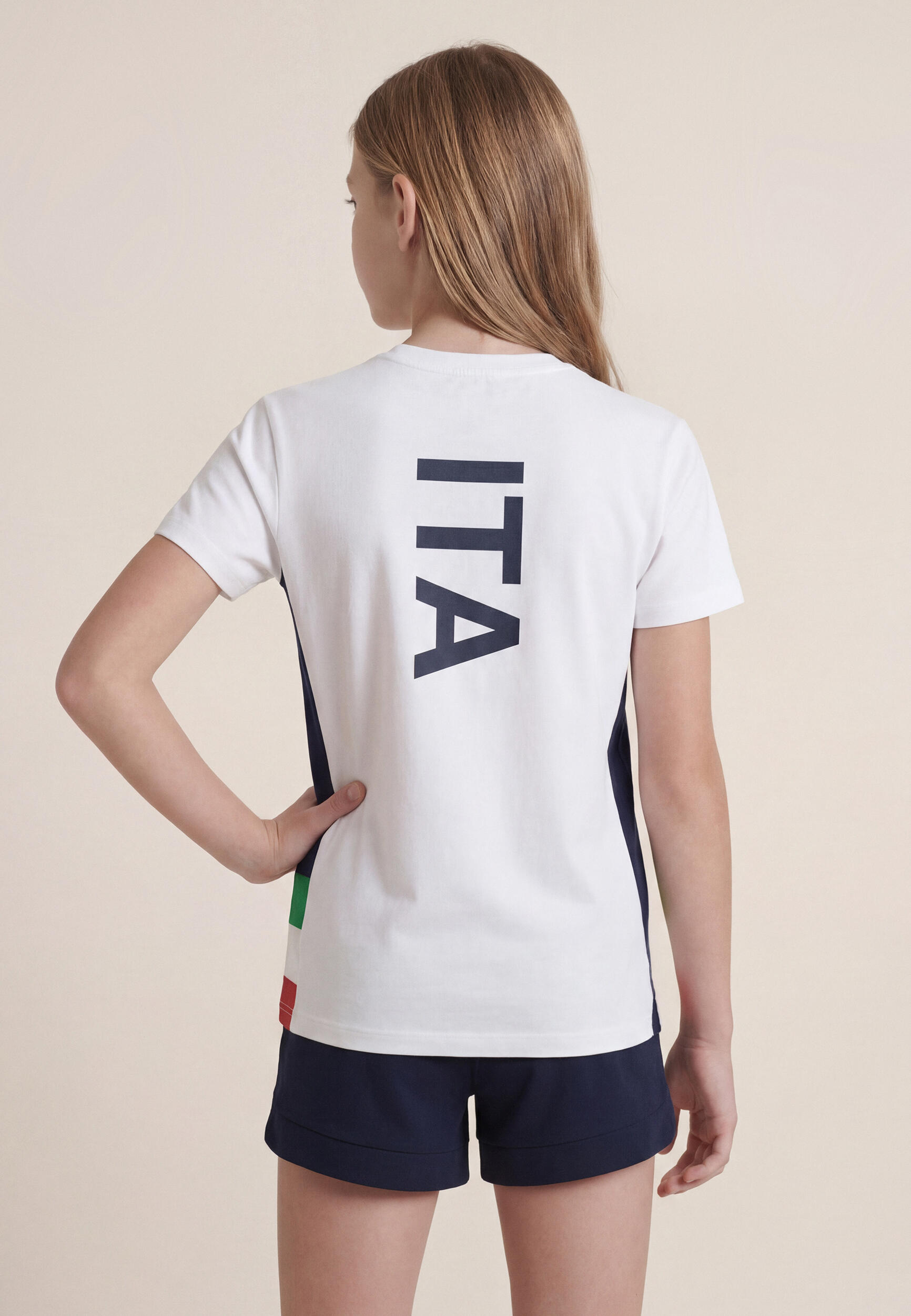 T-shirt Junior Italia FGI Bianca con Maxi Stampa ITA 5/5