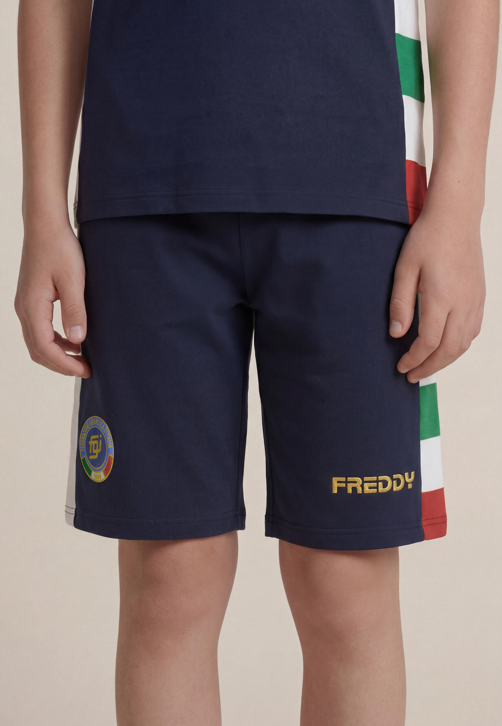 Pantalon court pour garçons en molleton de coton bicolore, merchandising officie 4/6