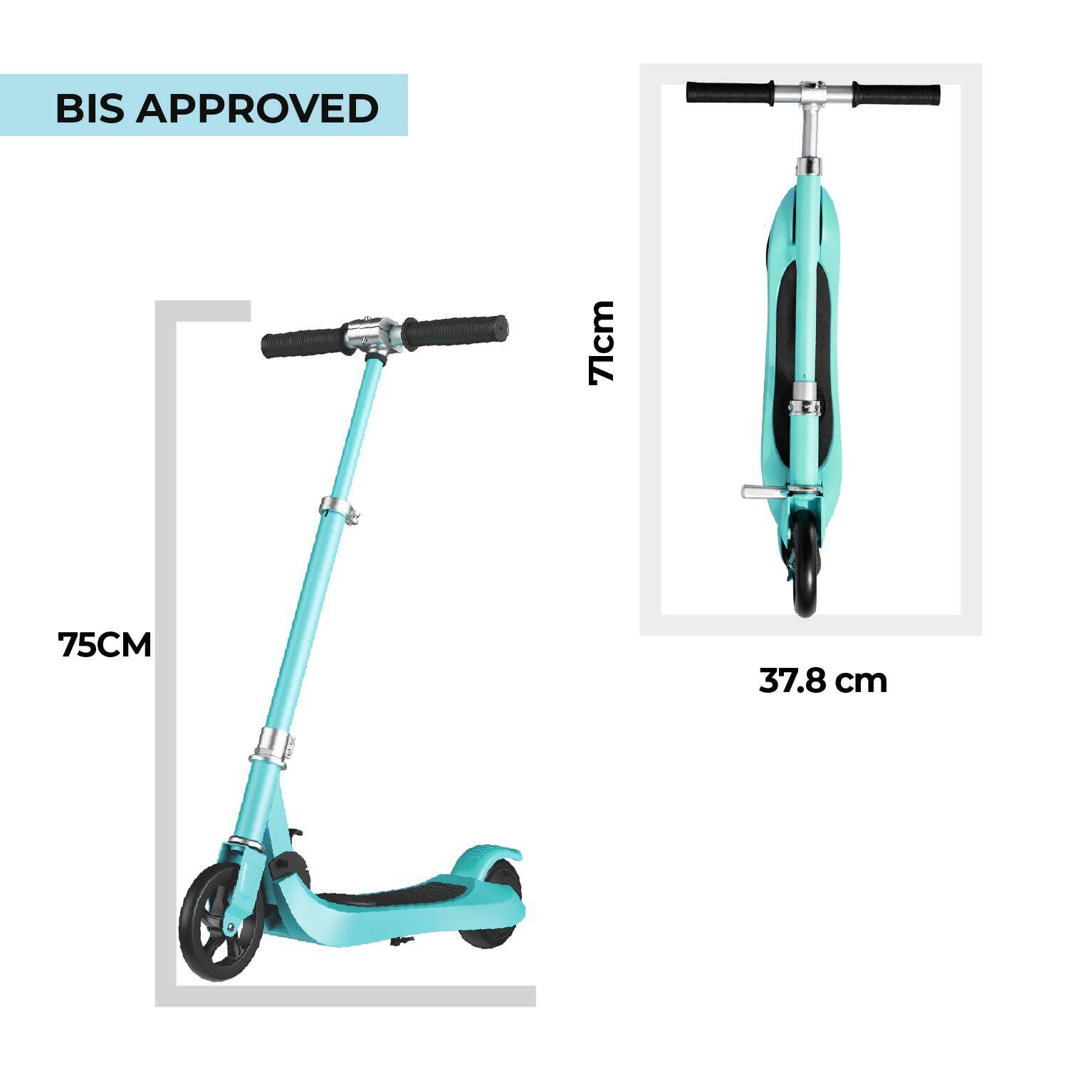 Lifelong Kids Electric Scooter | 6-12 Years| Electric Scooter with Rechargeable Battery, Adjustable Handle Height & Foldable Design | Safe Scooter with Anti-Slip Deck (Electric Blue) -  3