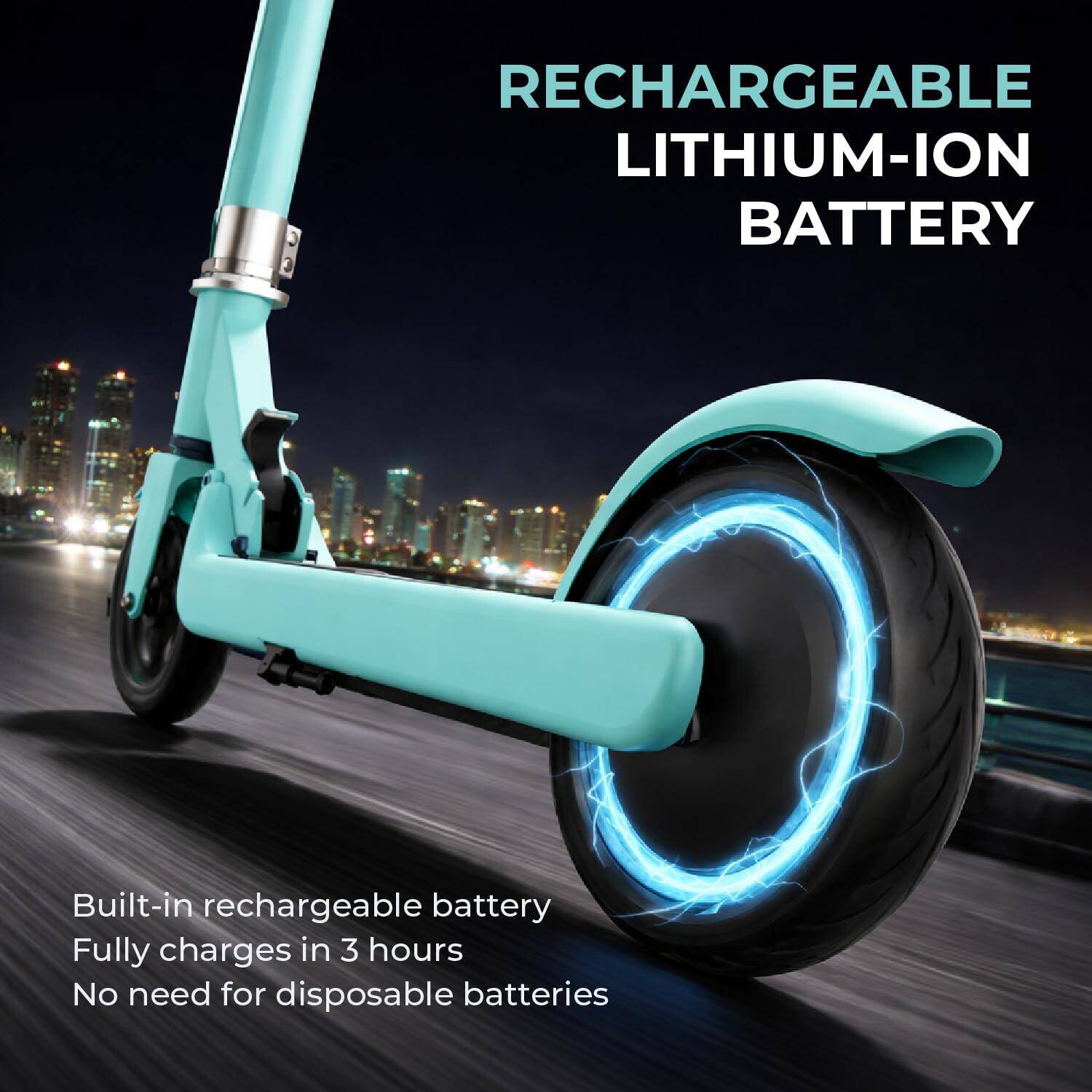 Lifelong Kids Electric Scooter | 6-12 Years| Electric Scooter with Rechargeable Battery, Adjustable Handle Height & Foldable Design | Safe Scooter with Anti-Slip Deck (Electric Blue) -  4