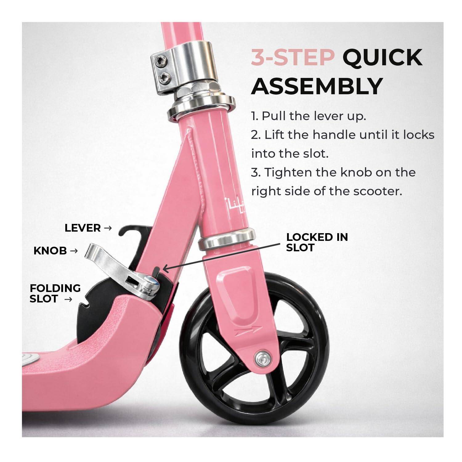 Lifelong Kids Electric Scooter for 6-12 Years Age | with Rechargeable Battery, Adjustable Handle Height & Foldable Design | Safe Kids Scooter with Anti-Slip Deck (Pink) -  4