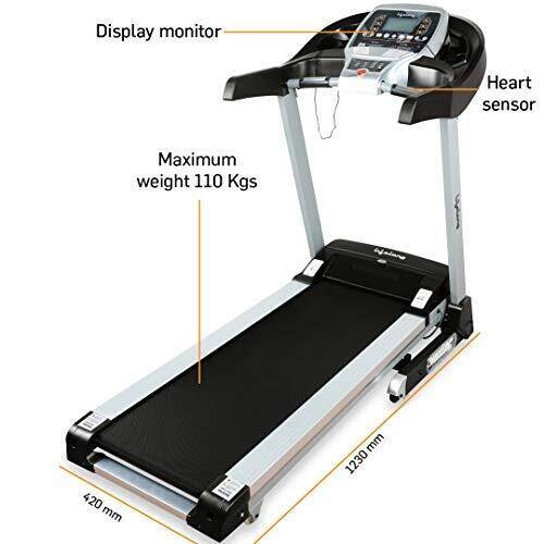 Lifelong FitPro Motorised Treadmill (3 HP Peak) for Home with 12 preset Workouts, Max Speed 14km/hr |Max User Weight 110kg with Installation Assistance -  3