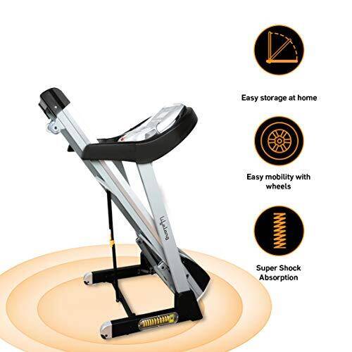 Lifelong FitPro Motorised Treadmill (3 HP Peak) for Home with 12 preset Workouts, Max Speed 14km/hr |Max User Weight 110kg with Installation Assistance -  5