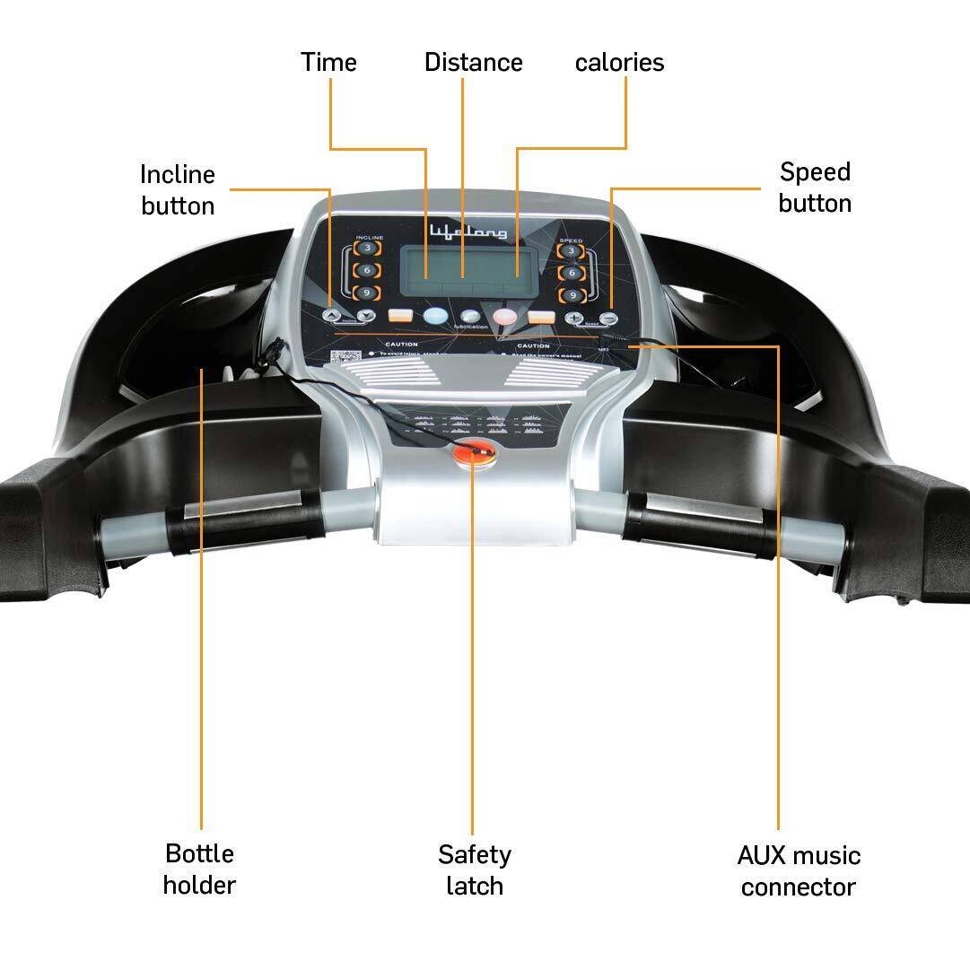 Lifelong FitPro Motorised Treadmill (3 HP Peak) for Home with 12 preset Workouts, Max Speed 14km/hr |Max User Weight 110kg with Installation Assistance -  4