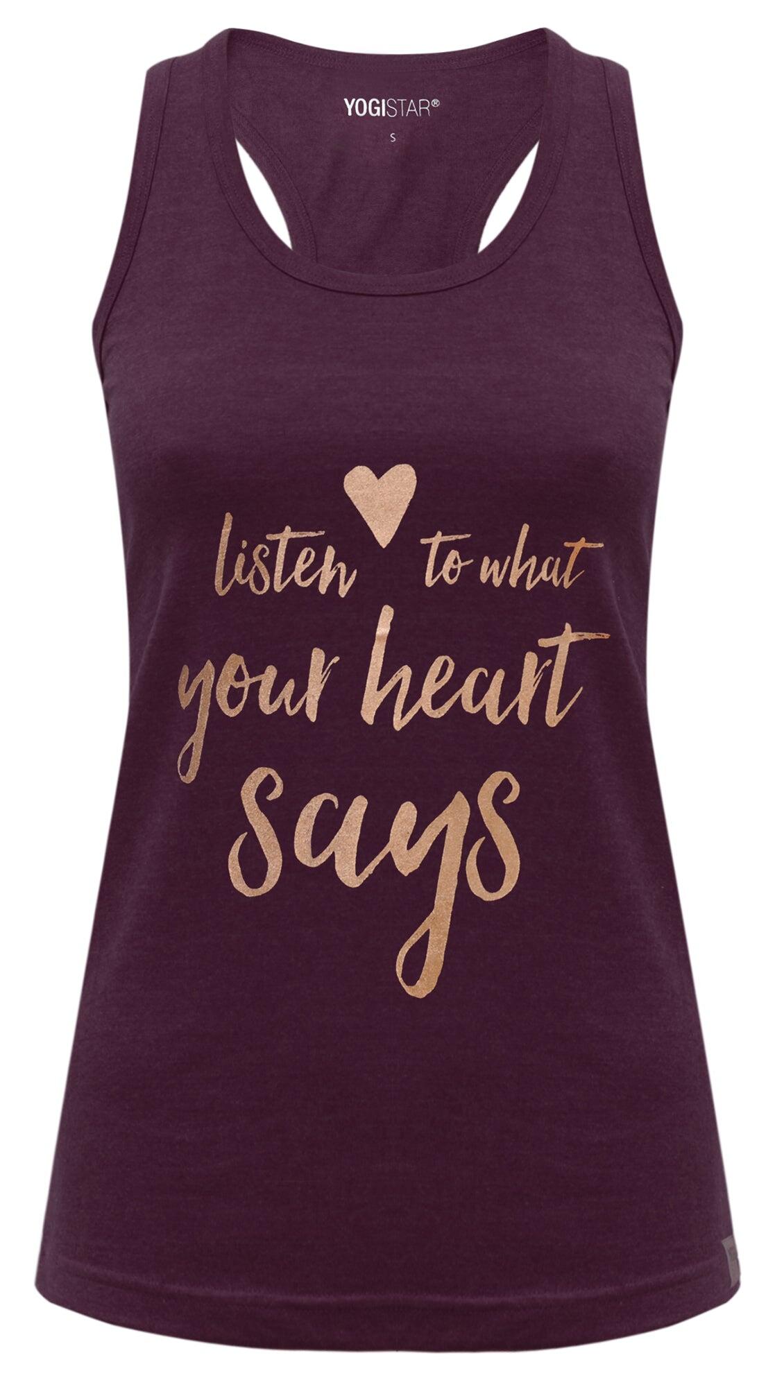 Yoga-Racerback-Top „listen to...“ - berry/copper 3/3