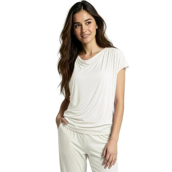 Yoga-Shirt flowing batwing "ala" – ivory