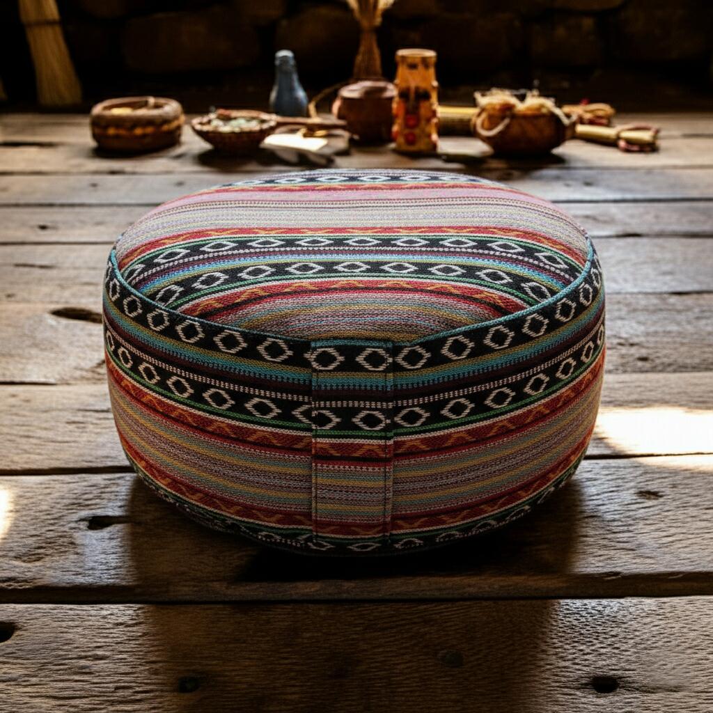 Meditationskissen - rund - ethnic - organic cotton 3/6