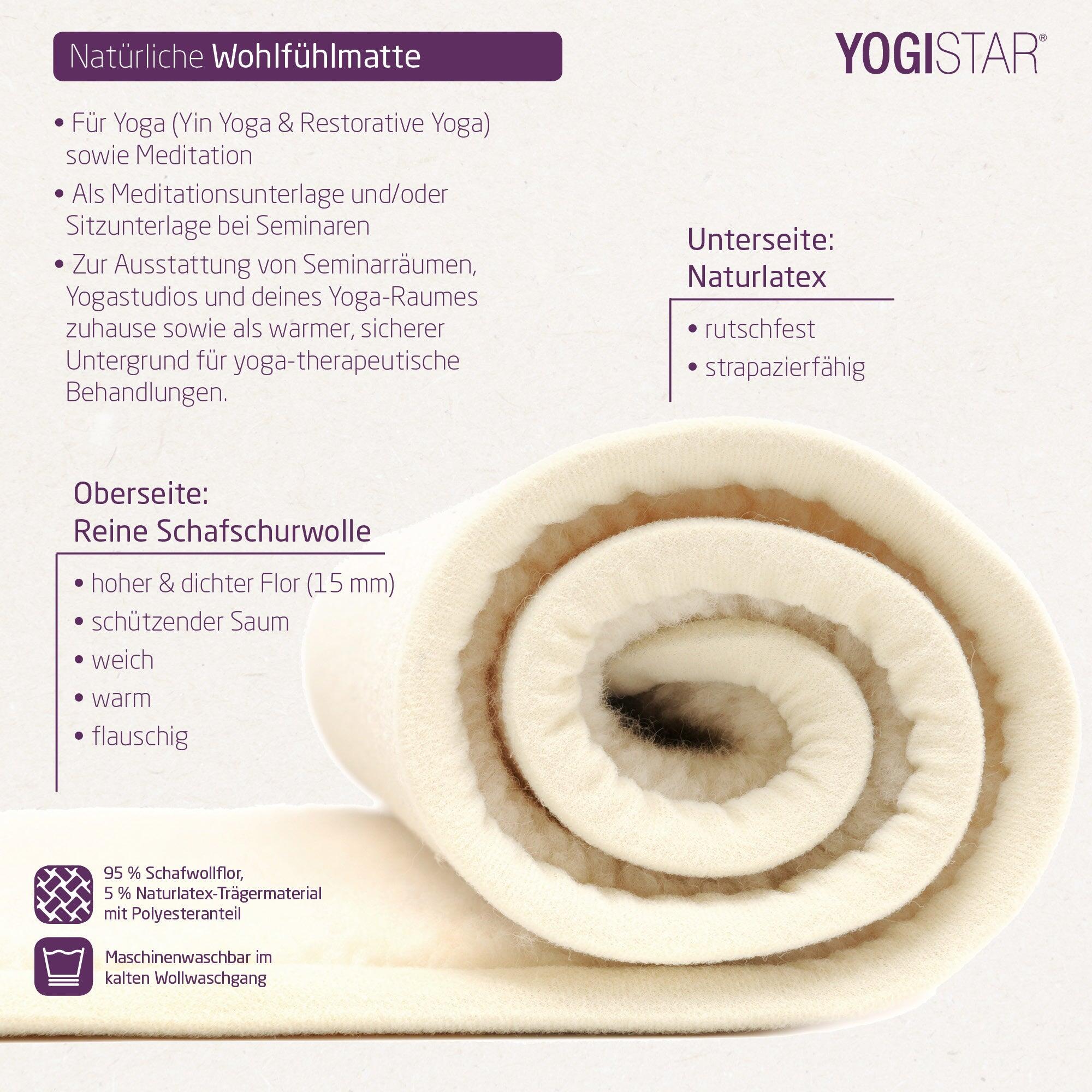 Yogamatte yogimat® natur - Schurwolle - umsäumt 3/6