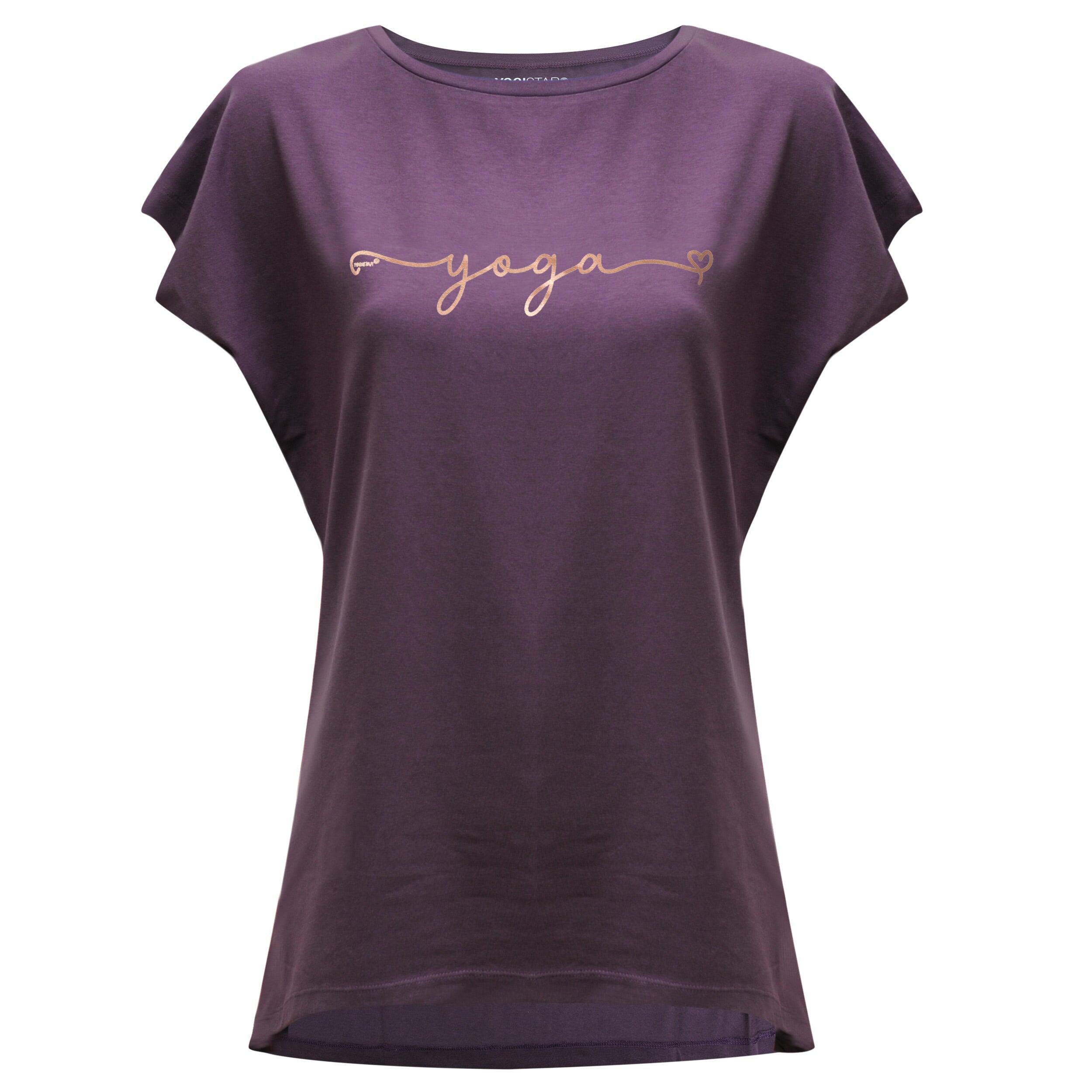 Yoga-T-Shirt Batwing „yoga“ - berry/copper 3/3
