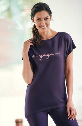 Yoga-T-Shirt Batwing „yoga“ - berry/copper