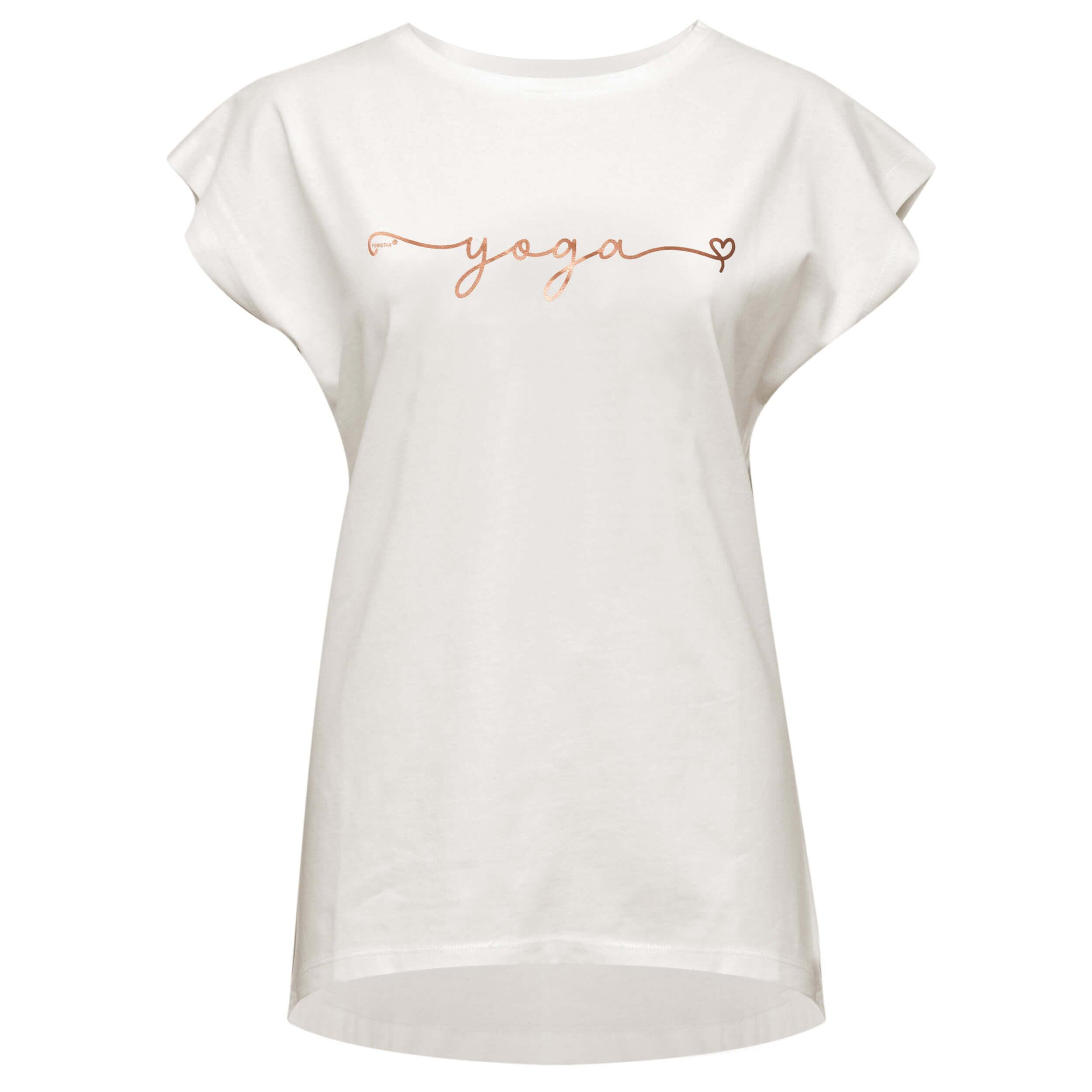 Yoga-T-Shirt Batwing „yoga“ - ivory/copper 3/4