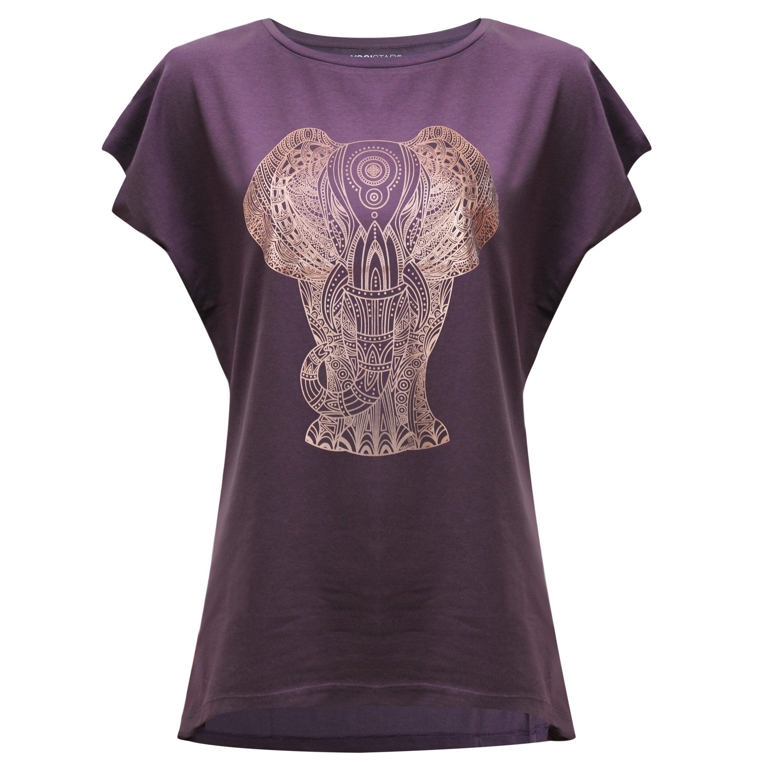 Yoga-T-Shirt Batwing „elephant“ - berry/copper 3/3
