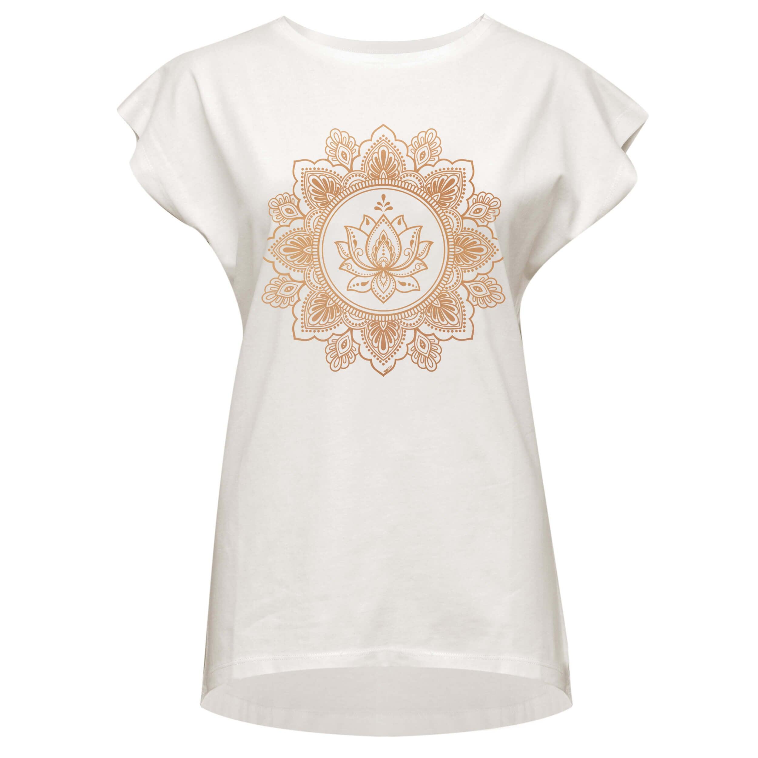 Yoga-T-Shirt Batwing „lotus“ - ivory/copper 3/3