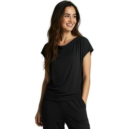 Yoga-Shirt flowing batwing "ala" - black