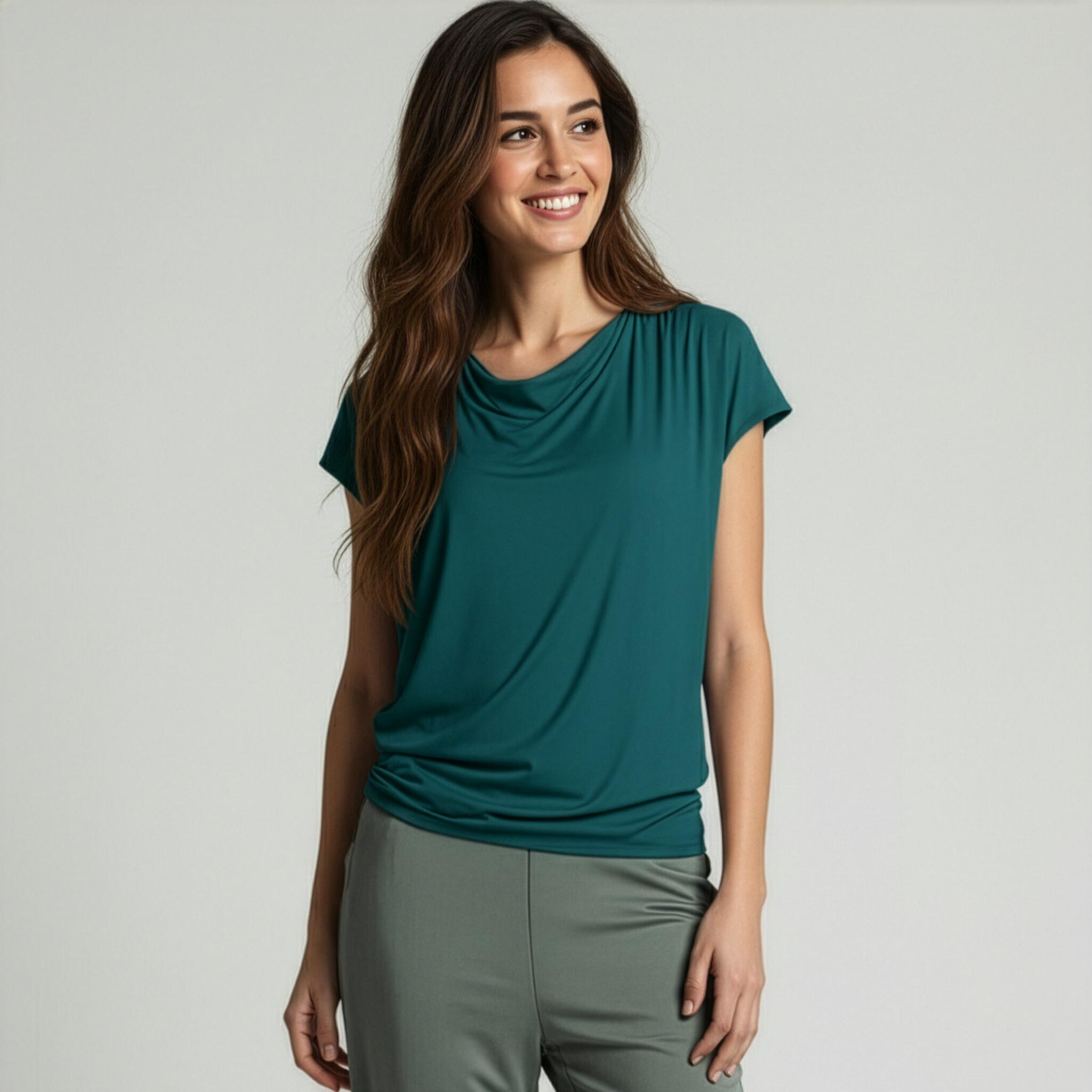 Yoga-Shirt flowing batwing "ala" – petrol 2/3