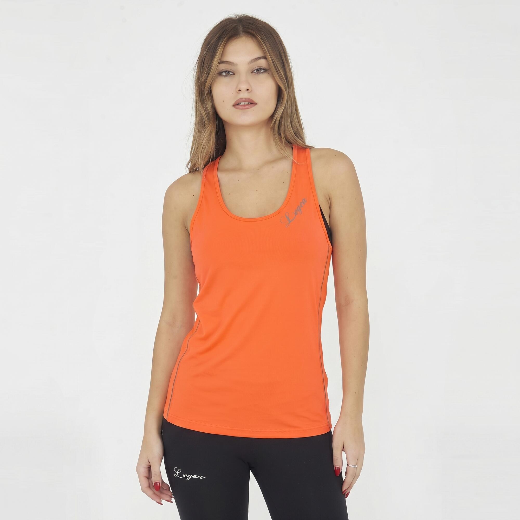 Femei Fitness Canotta Traspirantă ACT-TANK QUILK Portocalie Fluorescentă