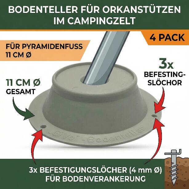 Bodenteller für Orkanstützen im Vorzelt Campingzelt Zelt 4 Stück Wohnwagen 4/4